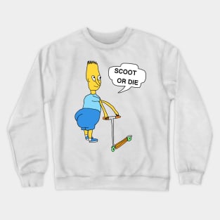 SCOOT OR DIE Yellow Cartoon Character Parody Crewneck Sweatshirt